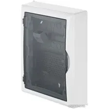 Бокс пластиковый Elektro-Plast Eco Box мультимед, TS35+1x МП перф.118x270mm, дымчатая пласт. дверь, белый RAL9003, 434x354x105mm, IP40
