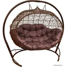 Подвесной диван M-Group Улей 11210205 (коричневый ротанг/коричневая подушка)