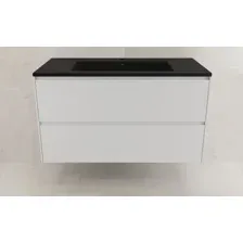 Symbolite Тумба под умывальник Лима 100 Line Plus 2 ящика + Line 100x48 (подвесная, белый матовый/антрацит)