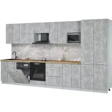 Готовая кухня Интерлиния Мила Лайт 3.8-ПМ2 (бетон/бетон/дуб бунратти)