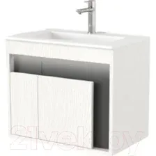 Дабер Тумба под умывальник 016 WeltWasser Deilbach 7517-60 Т16.6W.0.20_light (с подсветкой, белый древесный/серый)