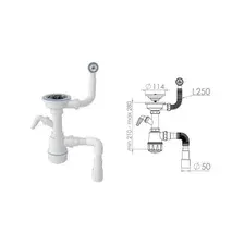 Сифон для кухни с круглым переливом выпуск 3 1/2" с гибкой трубой 1 1/2" AV ENGINEERING