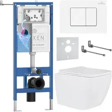 Унитаз подвесной Roxen Cube Tornado в комплекте с инсталляцией StounFix Dual Fresh 6 в 1 868530 (кнопка белый глянцевая)
