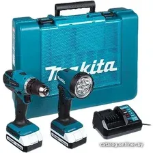 Дрель-шуруповерт Makita DF457DWLE (с 2-мя АКБ, фонарь, кейс)