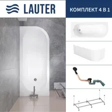 Ванна Lauter Monaco 170x72.5 2113170L (с каркасом, лицевым экраном и сифоном 21Y11021 матовый черный)