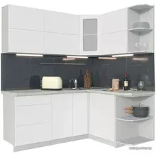 Готовая кухня Интерлиния Мила Матте 1.5x1.9 А правая (белый-белый-опал светлый)