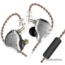Наушники KZ Acoustics ZS10 Pro (с микрофоном, серебристый/черный)