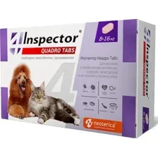 Таблетки от блох и клещей Inspector Quadro Tabs для кошек и собак 8-16 кг (4 таблетки)