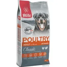 Сухой корм для собак Blitz Classic Adult All Breeds Poultry (с домашней птицей для всех взрослых пород) 15 кг