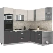 Готовая кухня Интерлиния Мила Лайт 1.88x2.4 правая (вудлайн кремовый/антрацит/малага)