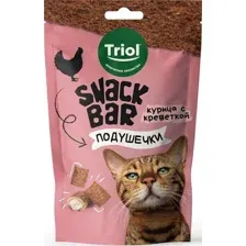 Лакомство для кошек Triol Snack Bar Мини-подушечки с начинкой из курицы с креветкой (30 г)