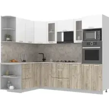 Готовая кухня Интерлиния Мила 1.68x2.6 левая (белый платинум/дуб серый/малага)
