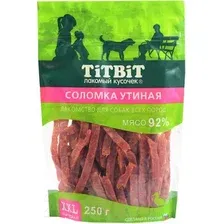Лакомство для собак TiTBiT Соломка утиная / 24287 (XXL выгодная упаковка, 250г)