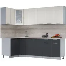 Готовая кухня Интерлиния Мила 12x25 (персидский жемчуг/антрацит/травертин серый)