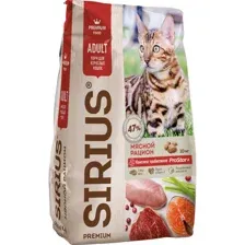 Корм для кошек Sirius Мясной рацион, 10 кг