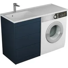 Тумба с умывальником Veneciana Nera 55 с 3-мя ящиками + Paola Magenta 1200 L (индиго)