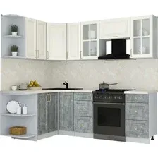 Готовая кухня Интерлиния Мила Шато 1.5x2.3 LV (белый/керамика/опал светлый)
