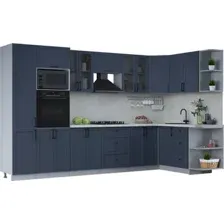 Готовая кухня Интерлиния Тренд 1.68x3.4 ВТ правая (индиго/индиго/опал светлый)