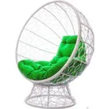 Кресло M-Group Кокос на подставке 11590104 (белый ротанг/зеленая подушка)