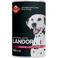 Консервированный корм для собак Landor Для всех пород ягненок с брусникой 4002204 0.4 кг