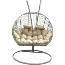 Кресло подвесное Craftmebelby Кокон Двойной Премиум Кольца (белый/бежевый)