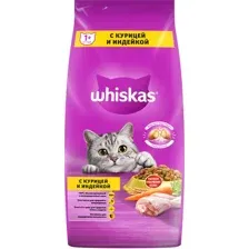 Сухой корм для кошек Whiskas Вкусные подушечки с нежным паштетом с курицей и индейкой (5кг)