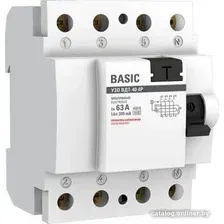 Устройство защитного отключения EKF Basic ВДT-40 4P 63А/300мА elcb-4-63-300e-sim