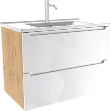 ЗОВ Тумба с умывальником Дион 80 D80LHO0M9003GKV5-OL80 (белый глянец/дуб)