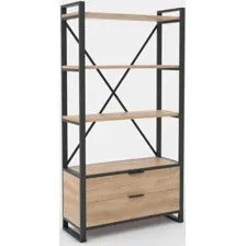 Стеллаж Hype Mebel Стандарт Люкс 80x200 (черный/дуб галифакс натуральный)