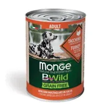Влажный корм Monge Dog BWild GRAIN FREE для взрослых собак, из индейки с тыквой и кабачками, (400 г)