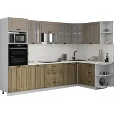 Готовая кухня Интерлиния Мила Деко 1.68x3.0 PR (дуб вотан/луна/опал светлый)