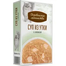 Влажный корм для кошек Деревенские лакомства Суп из утки с лососем (4x35г)
