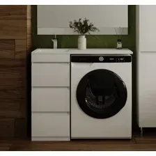 Тумба с умывальником Symbolite Даллас 100 Люкс Plus 3 ящика + Estetus Даллас 100x48 (левый, белый)