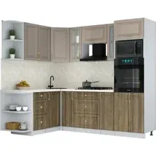 Готовая кухня Интерлиния Мила Шато 1.68x2.4 ВТ LV (луна/дуб вотан/опал светлый)