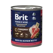 Влажный корм для собак БРИТ Premium говядина и рис консервы 850 г (5051168)
