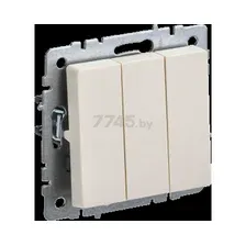 Выключатель трехклавишный скрытый IEK Brite бежевый (BR-V30-0-10-K10)