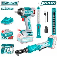 Набор электроинструмента Total TOSLI240461 (гайковерт, трещотка, фонарь, 2 АКБ)