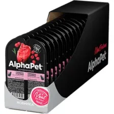 Влажный корм для кошек AlphaPet Superpremium с говядиной и малиной в соусе (15x80г)