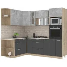 Готовая кухня Интерлиния Мила 1.68x2.4 левая (бетон-антрацит-травертин)