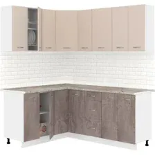 Готовая кухня Кортекс-мебель Корнелия Лира 1.5x1.9 (капучино/оникс/марсель)
