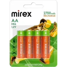 Комплект аккумуляторов Mirex HR6 2700mAh / HR6-27-E4 (4шт)