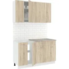Готовая кухня Кортекс-мебель Корнелия Лира-лайт км.02464 1.4 м (дуб сонома/дуб сонома/марсель)