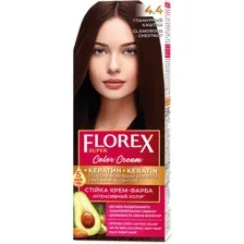 Крем-краска для волос Florex Super Кератин тон 4.4 гламурный каштан