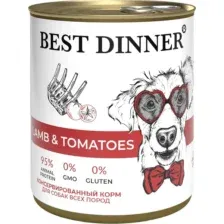 Влажный корм для собак Best Dinner Для щенков и взрослых собак Ягненок с томатами (850г)