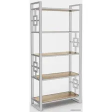 Стеллаж Hype Mebel Квадро 80x200 (белый/дуб галифакс натуральный)