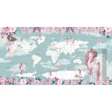 Фотообои листовые Citydecor Princess Карта мира с ростомером 15 (500x260)
