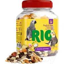 Лакомство для птиц Mealberry RIO Фруктово-ореховая смесь для средних и крупных попугаев (160г)