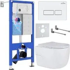 Унитаз подвесной Roxen Porto в комплекте с инсталляцией StounFix Dual Fresh 6 в 1 576390 (кнопка: бе