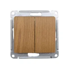 Переключатель 2-клавишный, сх.6/2, 10АХ, механизм, дерево дуб, Schneider Electric Glossa