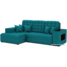 Угловой диван Мебель-АРС Мадрид левый (бархат сине-зеленый Star Velvet 43 Black Green)